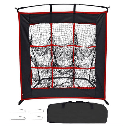 Strike Zone Baseball Softball Pitching Net - Heavy Duty 9 Hole Pitching Net