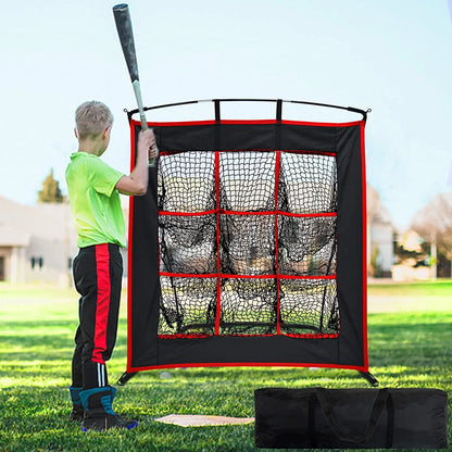 Strike Zone Baseball Softball Pitching Net - Heavy Duty 9 Hole Pitching Net