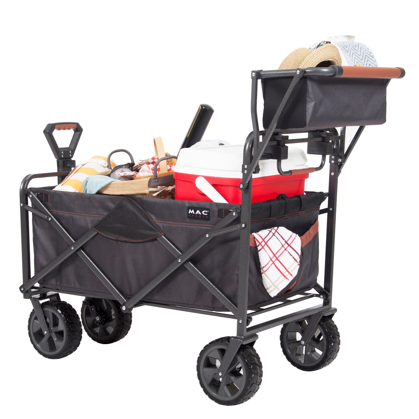 Mac Sports Deluxe Push Pull Folding Wagon with Brakes