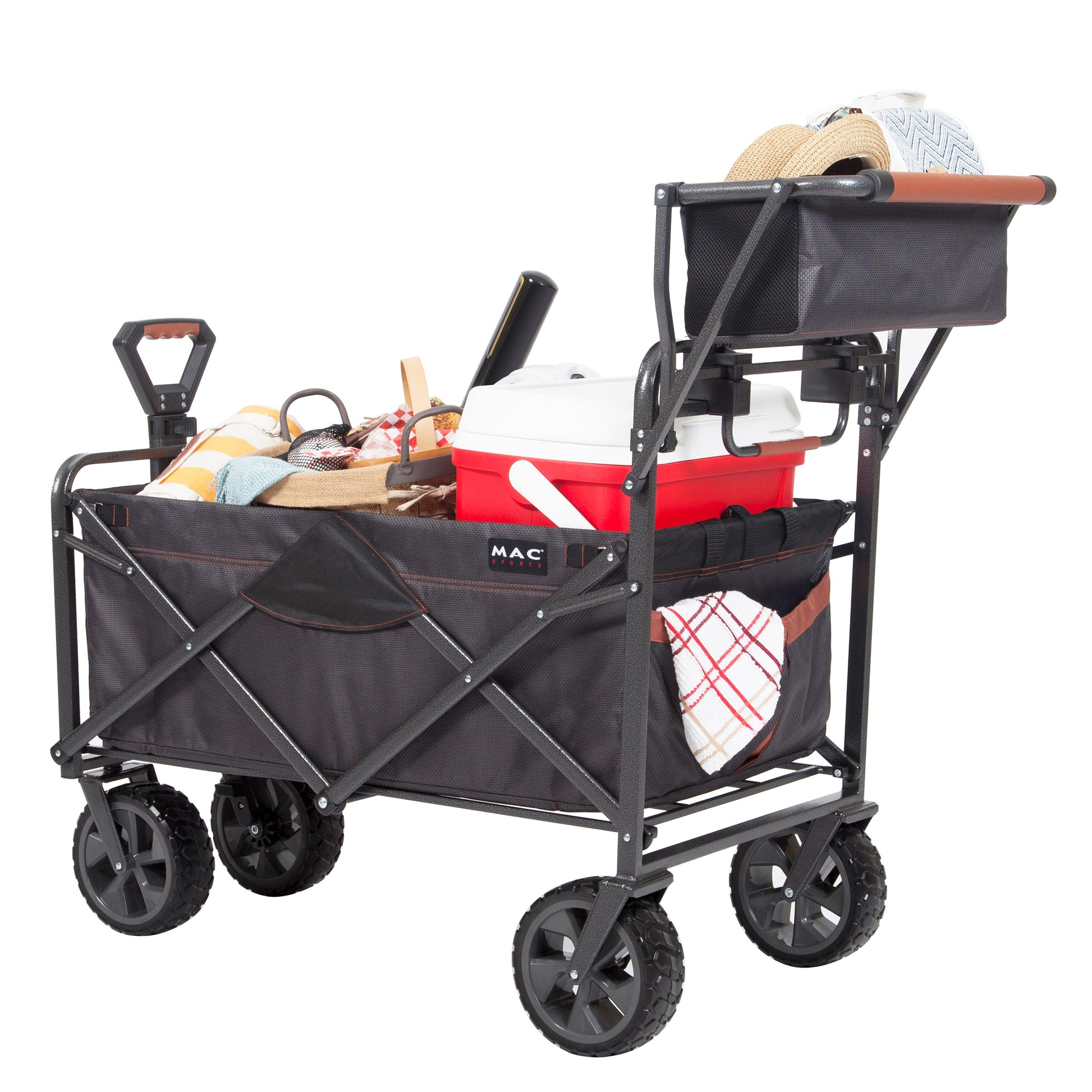 Mac Sports Deluxe Push Pull Folding Wagon with Brakes