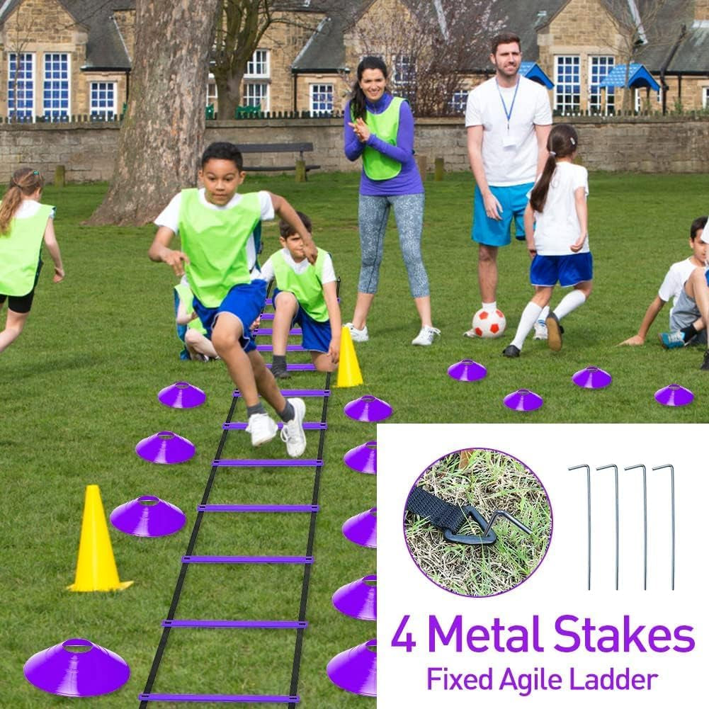 Pro Speed & Agility Training Set—Includes 12 Rung 20Ft Adjustable Agility Ladder