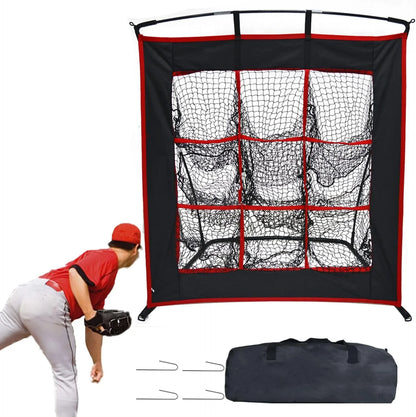 Strike Zone Baseball Softball Pitching Net - Heavy Duty 9 Hole Pitching Net