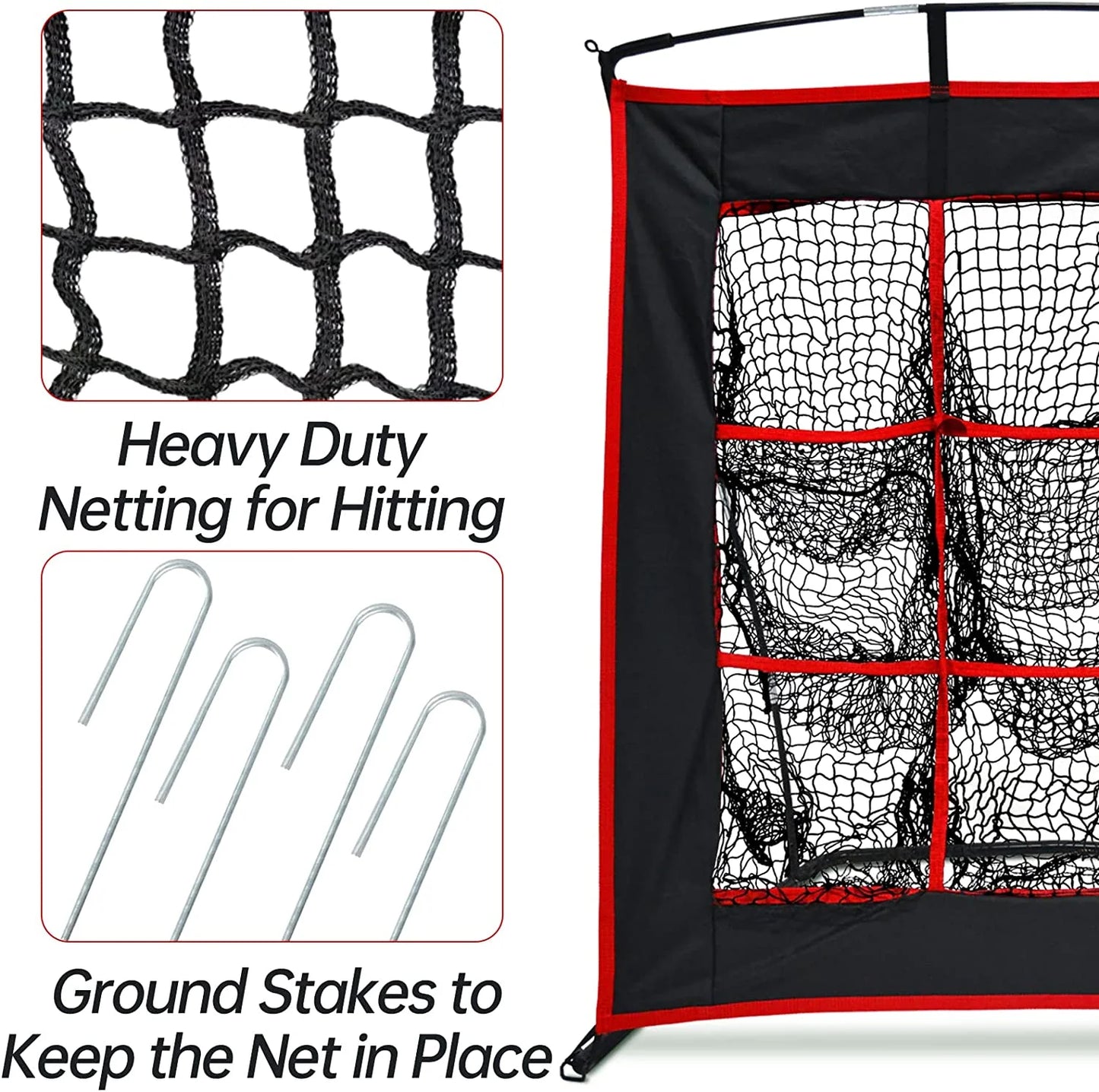 Strike Zone Baseball Softball Pitching Net - Heavy Duty 9 Hole Pitching Net