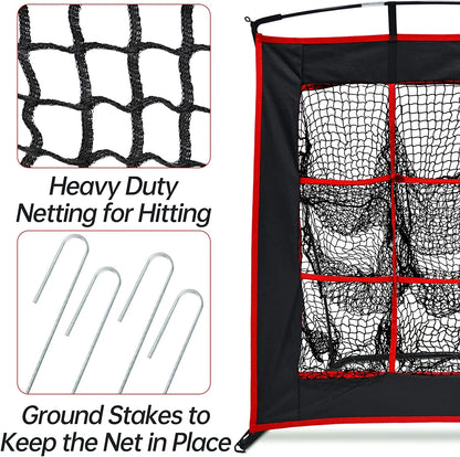 Strike Zone Baseball Softball Pitching Net - Heavy Duty 9 Hole Pitching Net